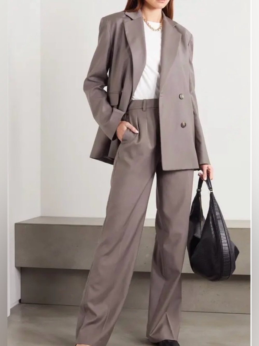 LOULOU STUDIO Tatakoto Double-Breasted Wool Blazer & Sbiru Pleated Pants Size M